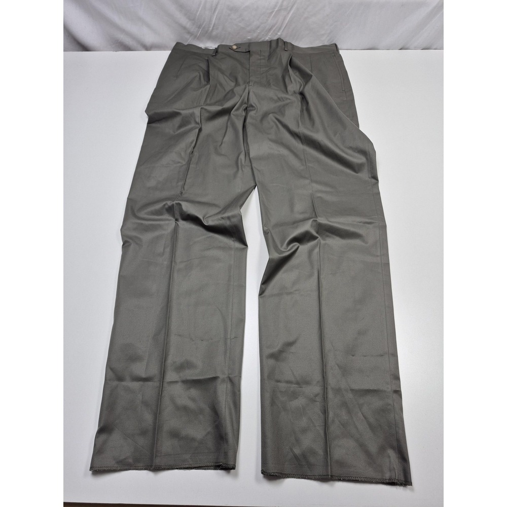 VTG Corbin Dress Pants Mens 44x36 Gray Cotton Pleated Straight Unhemmed USA